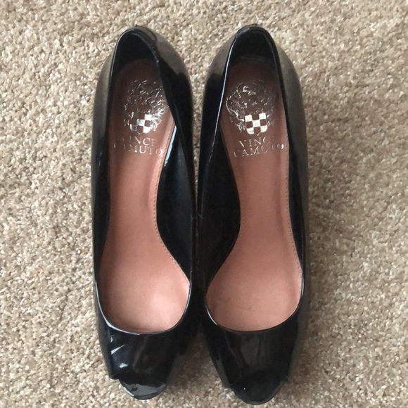 Vince Camuto Patent Leather Peep Toe Heels, Size 7 - Picture 2 of 11